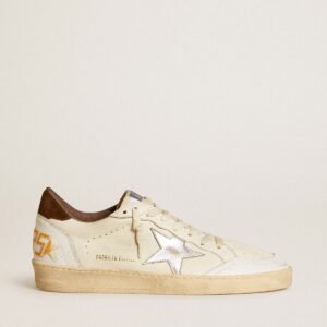 Golden Goose Ball Star Plata talón Cafe