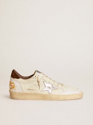 Golden Goose Ball Star Plata talón Cafe