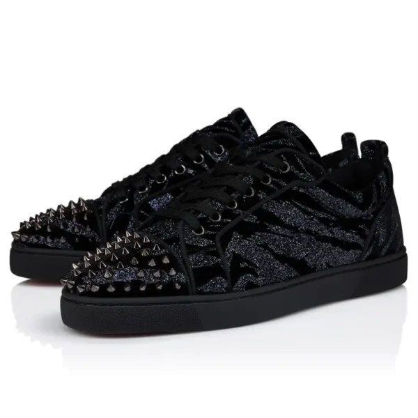 Christian Louboutin Spikes Low Black Glitter - Image 2