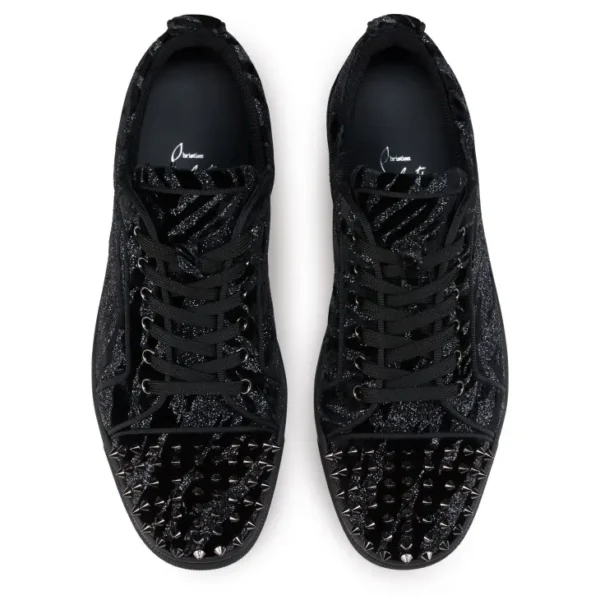Christian Louboutin Spikes Low Black Glitter - Image 5