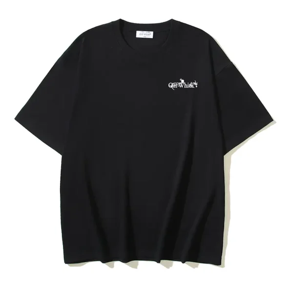 Off-White Playera Off-Flowers Black - Image 2