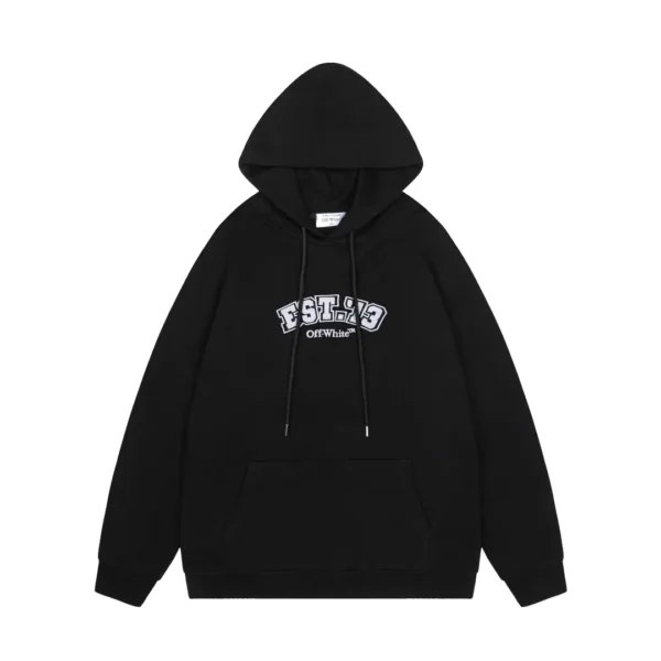 Off-White Hoodie Embroidered Logo Black - Image 2