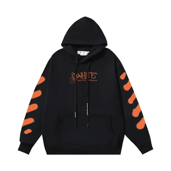Off-White Hoodie Black Orange - Image 2