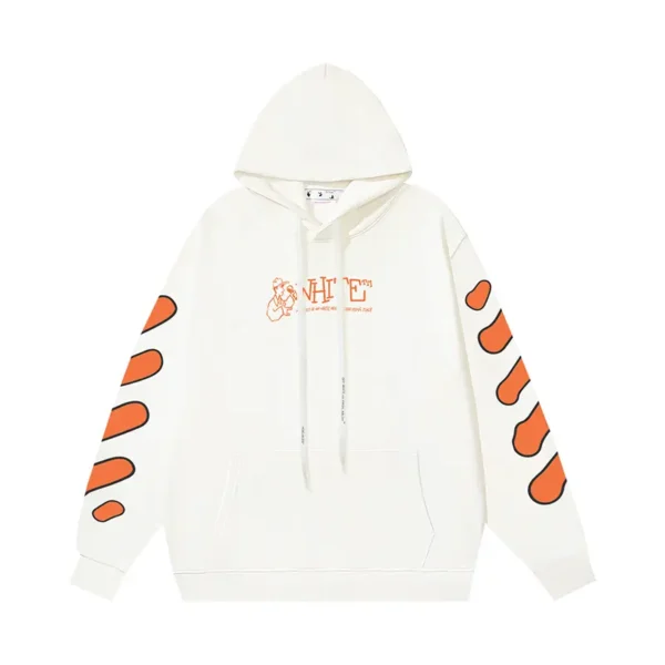 Off-White Hoodie White Orange - Image 2