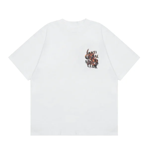 Anti Social Social Club T-Shirt  Flame Chinese Dragon White - Image 2