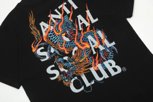 Anti Social Social Club T-Shirt  Flame Chinese Dragon - Image 3