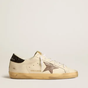 Golden Goose Super Star Black Glitter Heel Tab