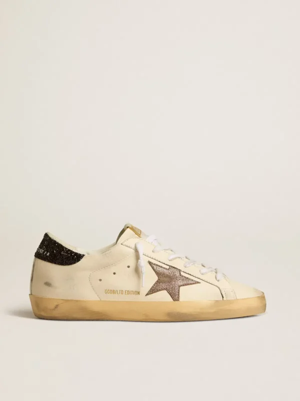 Golden Goose Super Star Black Glitter Heel Tab