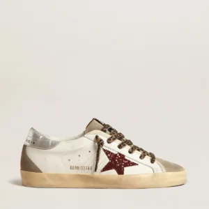 Golden Goose Super Star Estrella En Glitter Burdeos