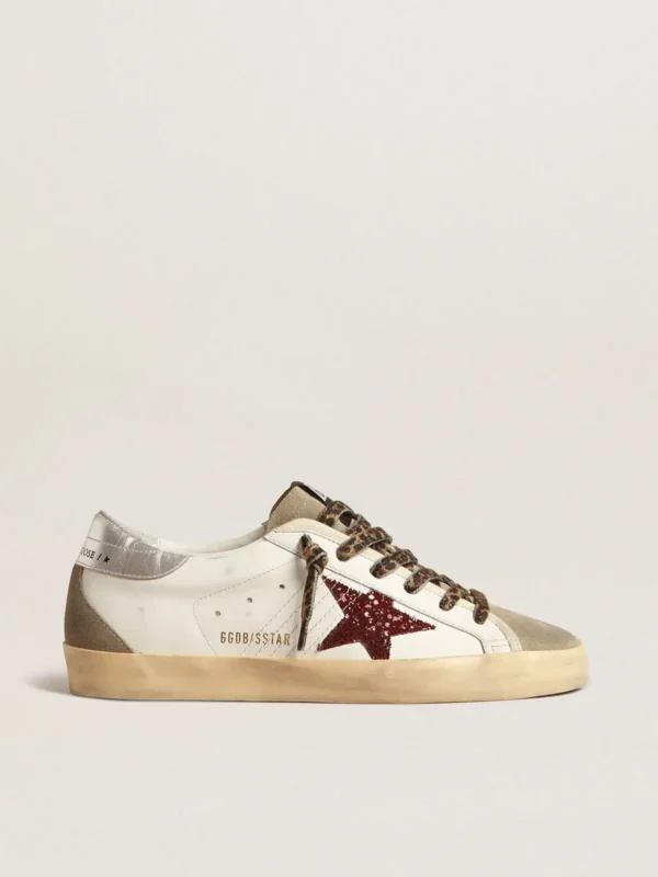 Golden Goose Super Star Estrella En Glitter Burdeos